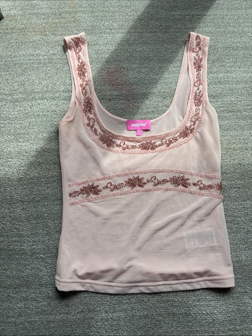 Edikted Blush Pink Embellished Scoop Neck Tank
